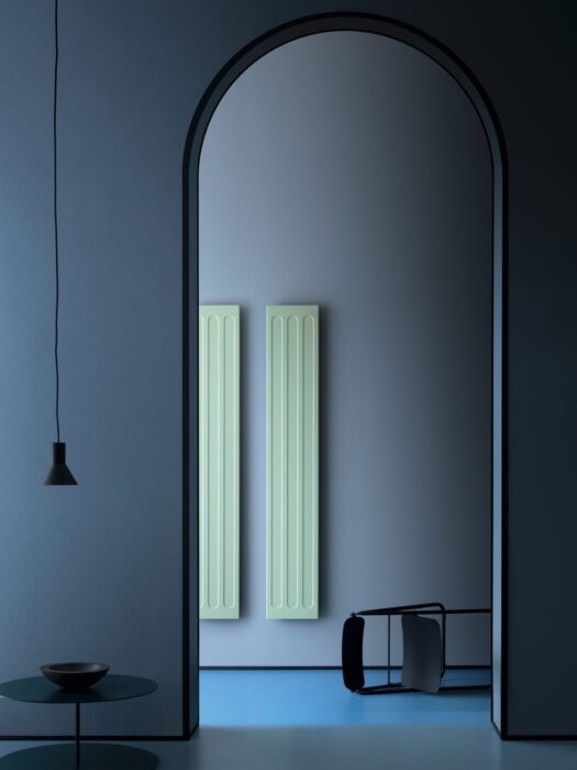 Main Class Stone Radiator in Living Space in Grigio Iceberg