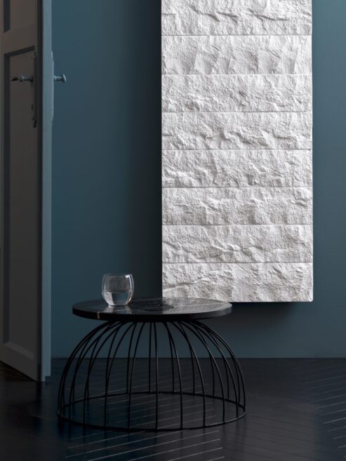 Detail of Arblu Livingston Gransasso in Marble Stone Radiator in Bianco White