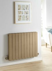 Italian Chic Aluminium Radiator in Petra Beige on living room wall Global Radiatori