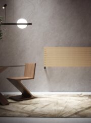 Rosy Horizontal Designer Radiator in T15 Tela in Living Room by Cordivari