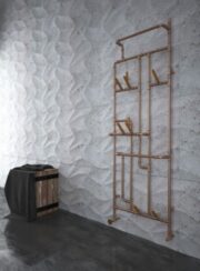 Pajak Towel Rail made from Copper pipes and wooden pegs in hallways