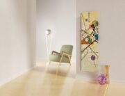 Cordivari Frame Radiator Composition V111 by Kandinksy in Living space with glass vases and chair