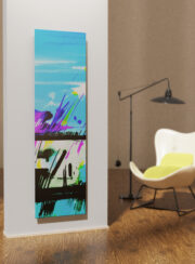 Frame Season 3 Art Designer Radiator by Cordivari shown in living room with white easy chair and wooden floor