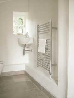 Fleet Towel Rail in Polished Stainless Steel in Bathroom