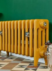 Mercury 4 Column in Paint and Paper Muga on tiled hallway floor and green wall
