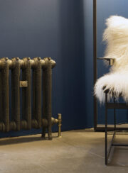 Ornate cast iron Rococo I finished in Beaten Brass with chair