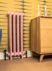Tall cast iron ornate radiator Rococo I 950mm 4 Sections in Farrow and Ball Cinder Rose