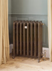 Rococo III ornate cast iron radiator 768mm high polished finish Beaten Brass