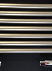 RadCen Corner TRV Valve Set Underneath Satin Chrome Towel Rail Finished in Chrome
