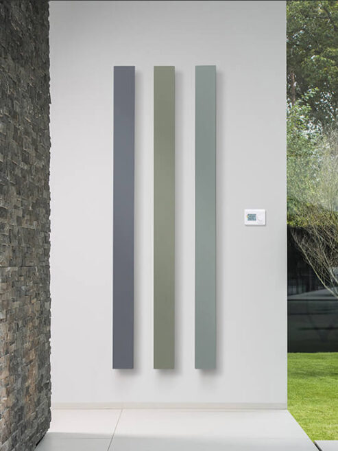 Beams Mono Electric Radiators combined in hallway interior