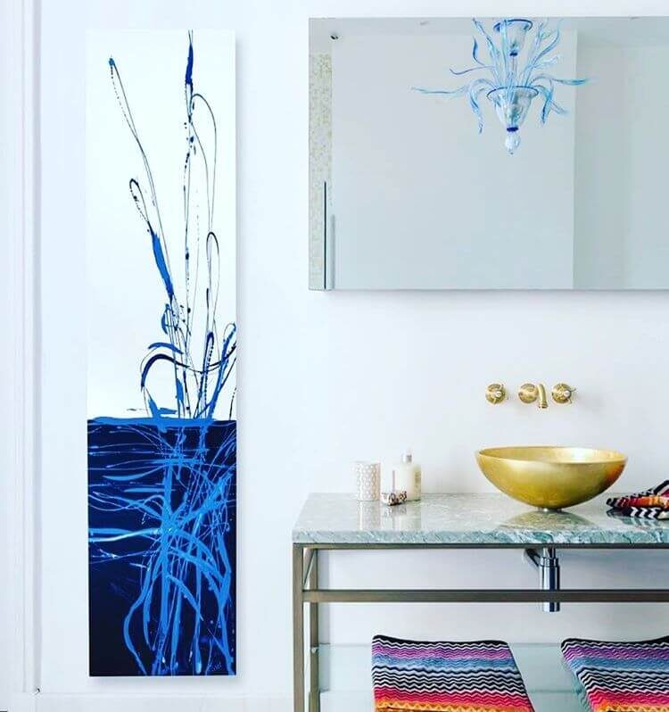 Blu Dune Cinier Stone Designer Radiator finished in Blue contemporary paint finish