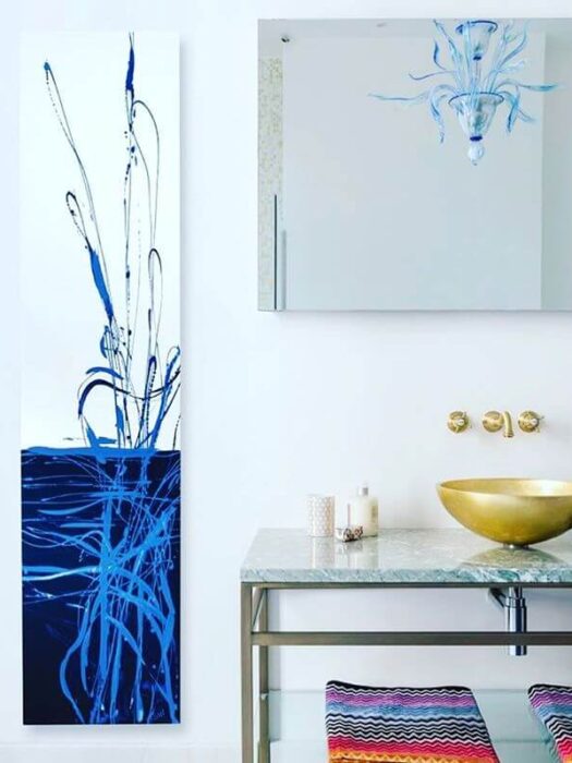 Blu Dune Cinier Stone Designer Radiator finished in Blue contemporary paint finish
