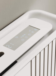 Seven Lines Heating Cooling Fan Coil Radiator Control Panel Detail finished in white under window