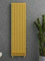 Cordivari Rosy Pro Vertical Fan assisted Designer Radiator in yellow on grey wall