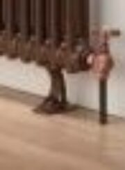 Bronze Tuba Steel Column Radiator on Cast Iron Floor supports