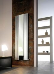 Cordivari Silver Rosy Mirror Vertical Radiator in a front room