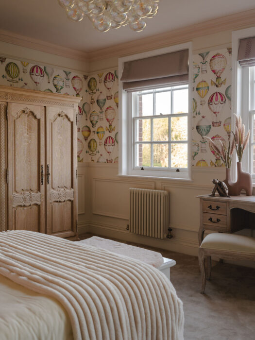 White 4 column traditional radiator in bedroom