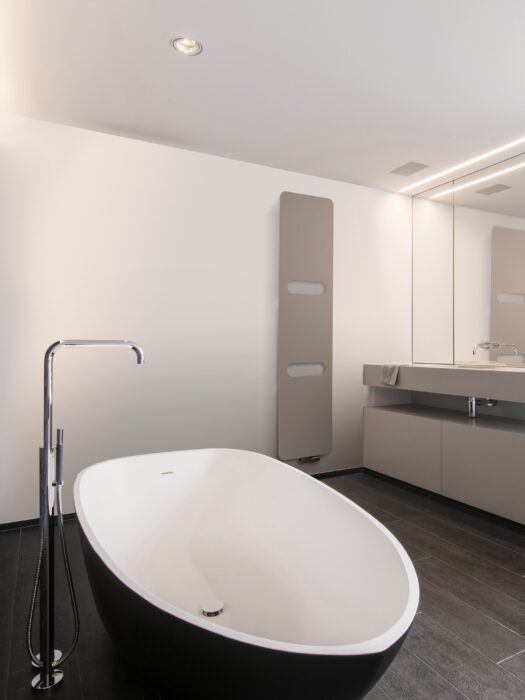 Grey Oni Radiator from Vasco with Cut-Out Black Bath