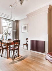 Brown Cordivari Tamara Horizontal Double in Dining Room apartment study room with parquet floor and leather armchair in corner against wooden desk with computer near window