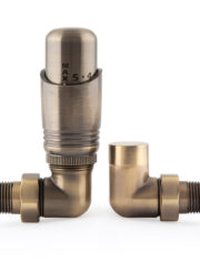 Essential Corner Thermostatic TRV Valve in Antique Brass