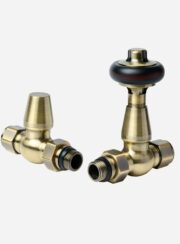RadCen Traditional Straight TRV Thermostatic Radiator Valve Set in Antique Brass