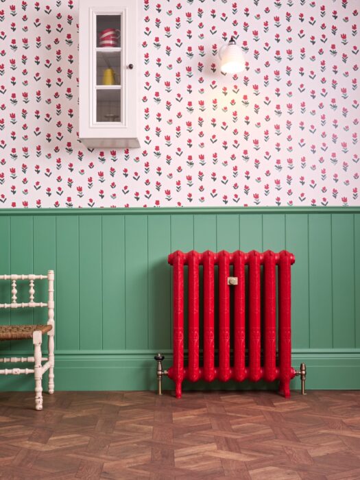 Rococo Cast Iron radiator II in Heritage Red