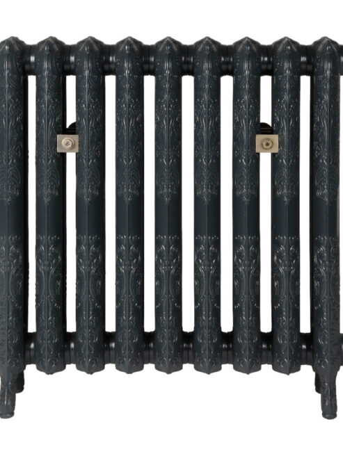 Rococo II Cast Iron Traditional Radiator with Natural Brass Traditional TRV valve set
