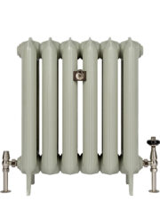Astro III cast iron radiator in Farrow and Ball in Plaster front profile