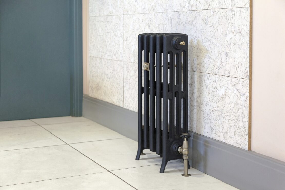 Spartan 6 Column with nickel thermostatic valves in dark grey