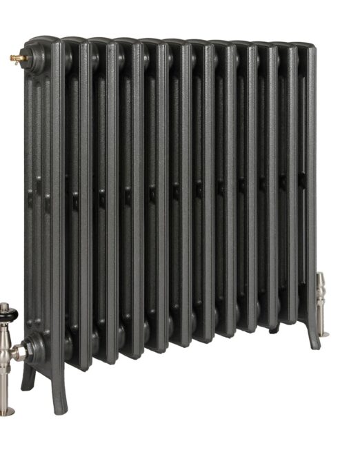 Cast Iron Traditional Spartan 4 Column in Astral Dark Sparkle with TRV Valves