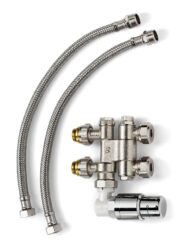 Livingstone Hidden radiator Valve with Chrome Thermostatic TRV Head