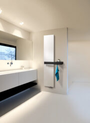 White Vasco Niva Soft with dark Towel Rail in luxury ensuite bathroom