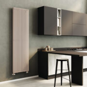 RT25 Cordivari Double Designer radiator finished in Tortora in kitchen