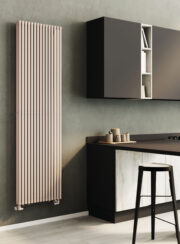 RT25 Cordivari Double Designer radiator finished in Tortora in kitchen