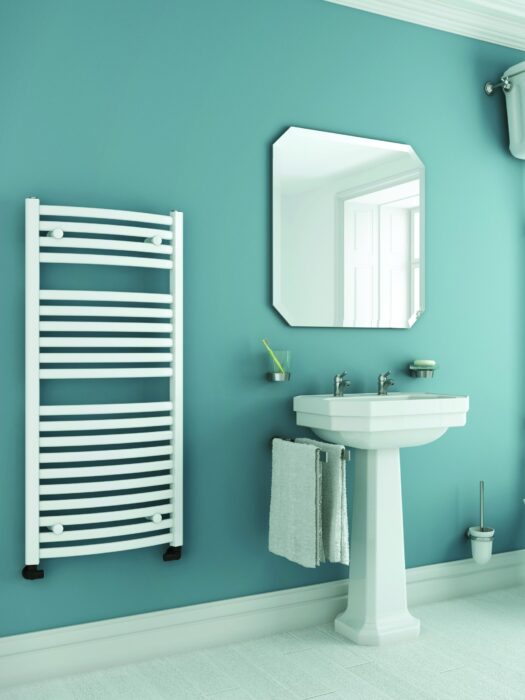 RAl9016 White Essential Towel Rail in traditional bathroom
