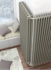 Tall Vertical Tuba Steel Column Radiator angled around corner