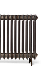 Vintage Traditional Steel section column radiator finished in bare metal lacquer on feet