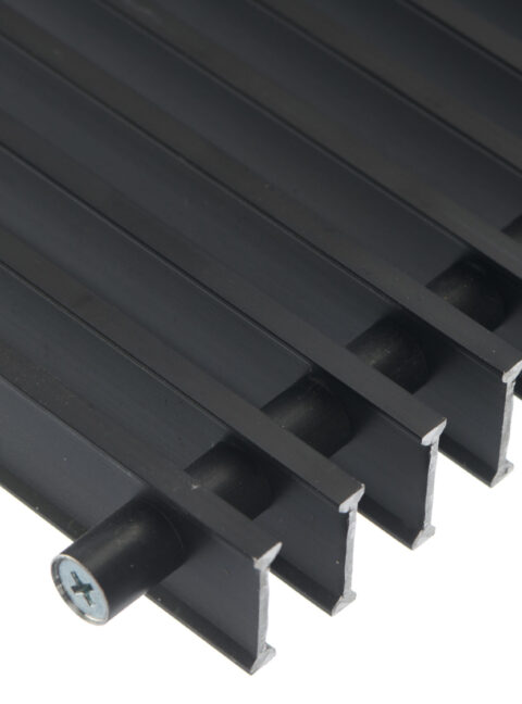 Trench Heating Roll Up Grille in Black Anodized Aluminum Detail