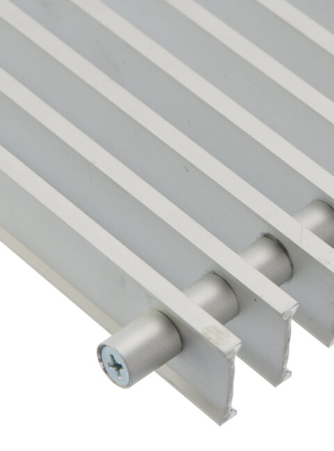 Trench Heating Roll Up Grille in Natural Aluminum Detail