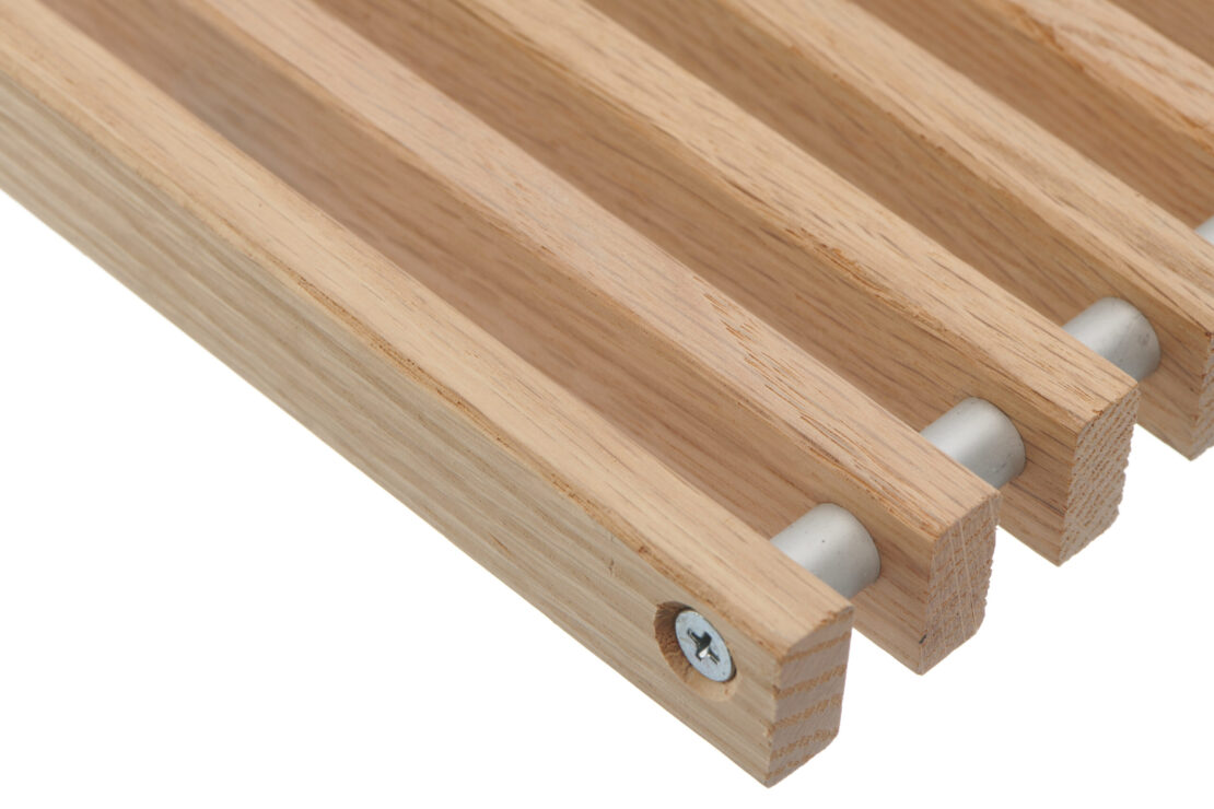 Wood Trench Heating Roll Up Grille in Natural Oak Detail