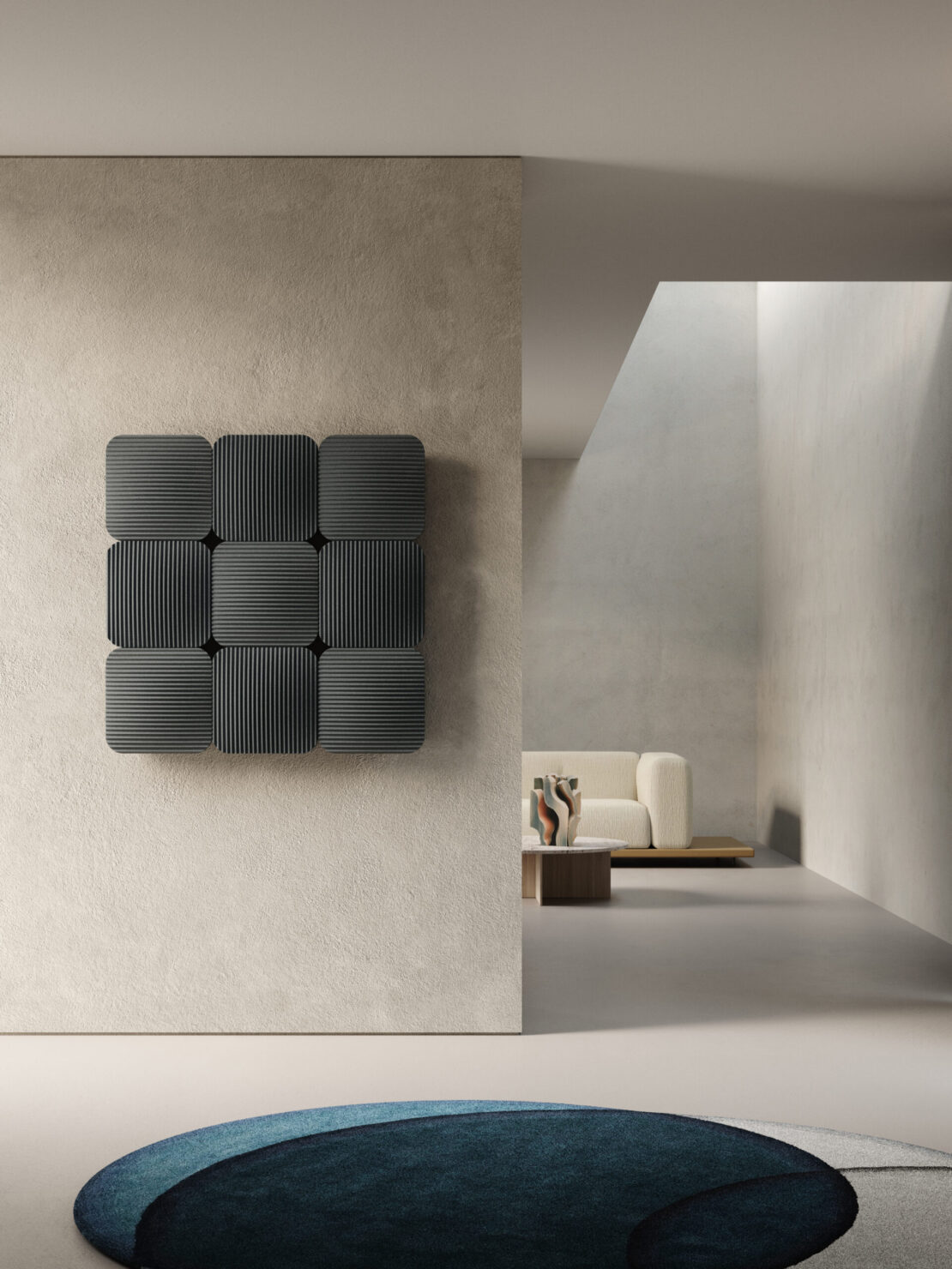 Antrax Lana Aluminum Textured grey radiator in Living Room