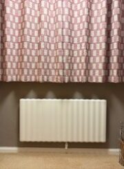 Livingstone Stripe Ceramic Marble Horizontal Radiator in white in Bedroom