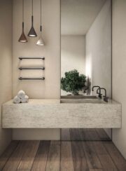 Margarli Sereno 621 Towel Bar in Dark Bronze in marble bathrrom