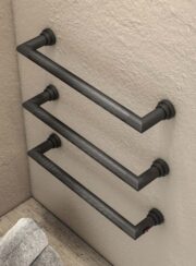 Margaroli Sereno 621 Dark Bronze Knurled Towel Bars on marble wall